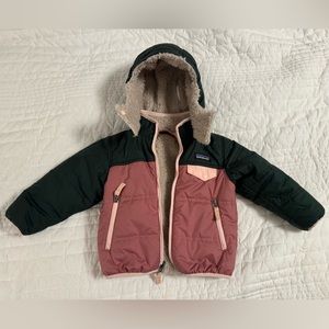 2T Girls Reversible Patagonia Winter Jacket - Green and Pink
